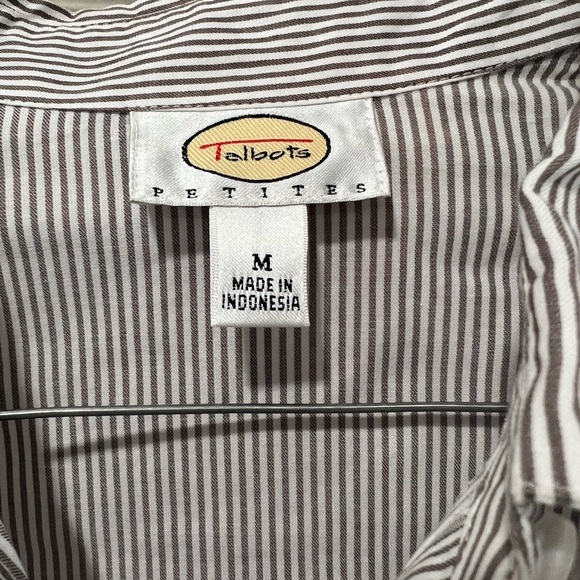 Talbots Ruffled Striped Button Down Blouse - Picture 3 of 4